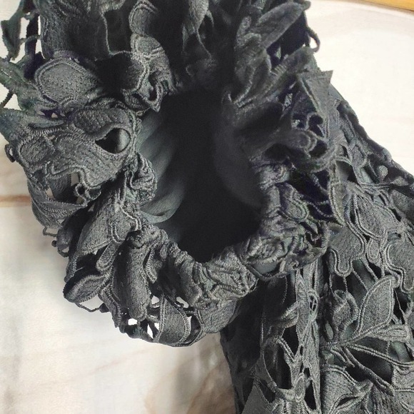 Floret Studios Dress Womens Large Black Lace One Shoulder Asymmetrical Short - Picture 6 of 12